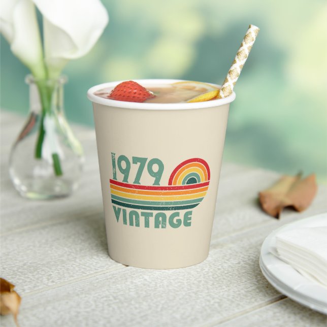 Personalised vintage 45th birthday gifts paper cups (Insitu)