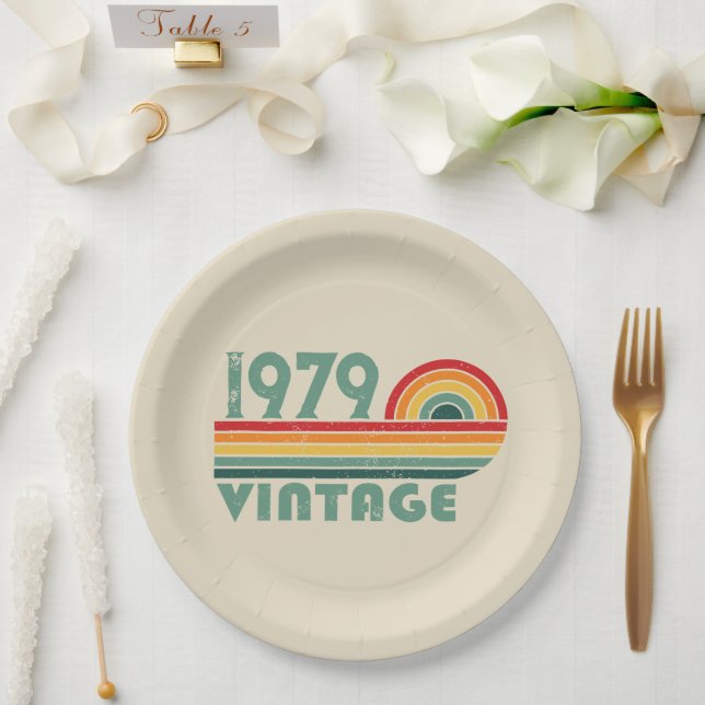Personalised vintage 45th birthday gifts paper plate (Wedding)