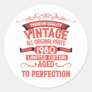 Personalised vintage 45th birthday gifts red classic round sticker