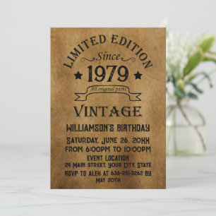 Personalised vintage 45th birthday party invitation