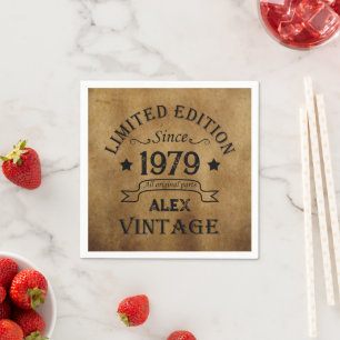 Personalised vintage 45th birthday party napkin
