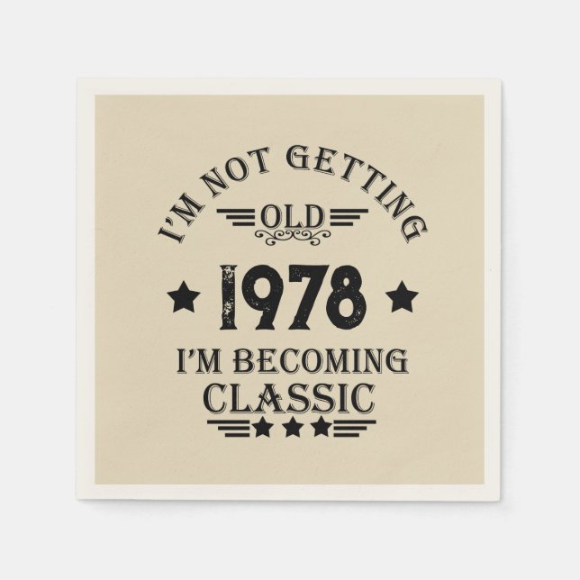 Personalised vintage 45th birthday party napkin (Front)