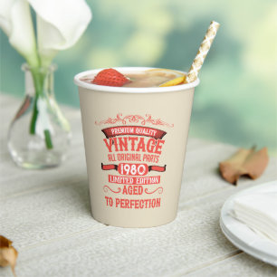 Personalised vintage 45th birthday party paper cups