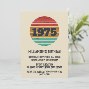 Personalised vintage 50th birthday cocktail party invitation