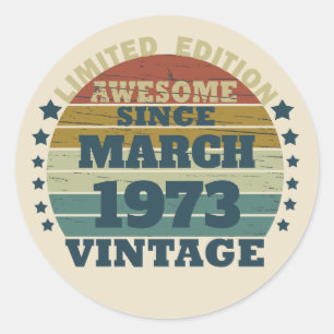 Personalised vintage 50th birthday gift classic round sticker