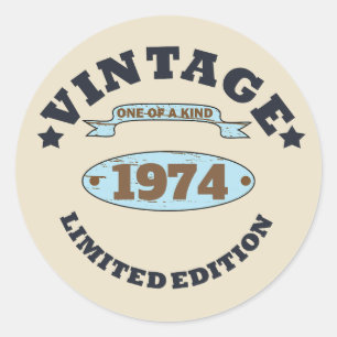 Personalised vintage 50th birthday gift classic round sticker