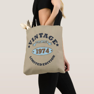 Personalised vintage 50th birthday gifts tote bag