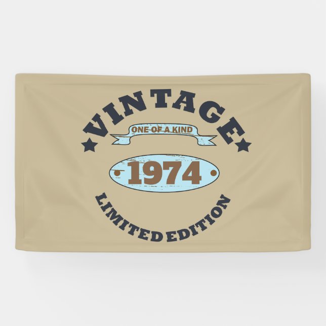 Personalised vintage 50th birthday party banner (Horizontal)