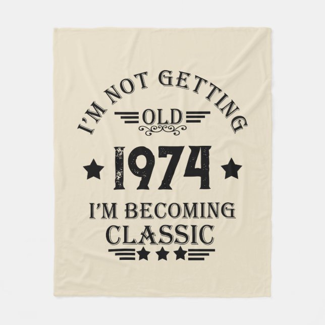 Personalised vintage 50th birthday party fleece blanket (Front)