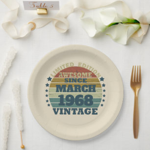 Personalised vintage 55th birthday gift paper plate