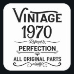 Personalised vintage 55th birthday gifts black square sticker<br><div class="desc">You can add some originality with this limited edition, premium quality, and original, classy, retro, and vintage-looking birthday graphic design with a cool typography font. This is a great gift idea for men, women, husbands, wives, girlfriends, and boyfriends who will love this one-of-a-kind piece of art. The best unique and...</div>