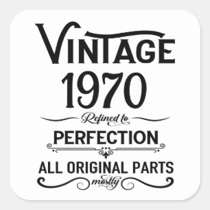 Personalised vintage 55th birthday gifts black square sticker