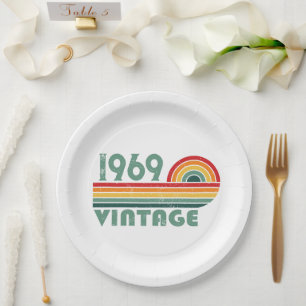 Personalised vintage 55th birthday gifts paper plate