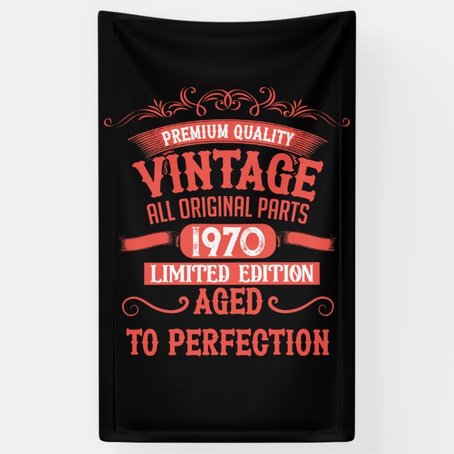 Personalised vintage 55th birthday gifts red banner (Vertical)