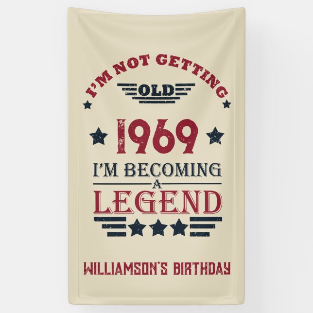Personalised vintage 55th birthday party banner (Vertical)