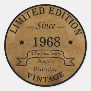 Personalised vintage 55th birthday party classic round sticker
