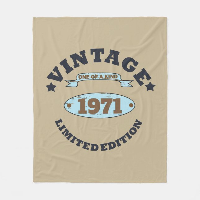 Personalised vintage 55th birthday party fleece blanket (Front)
