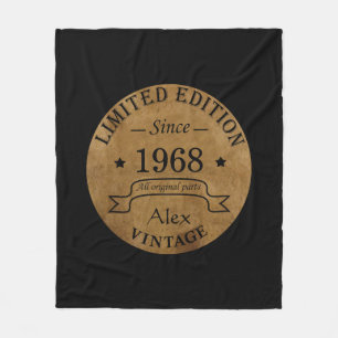 Personalised vintage 55th birthday party fleece blanket
