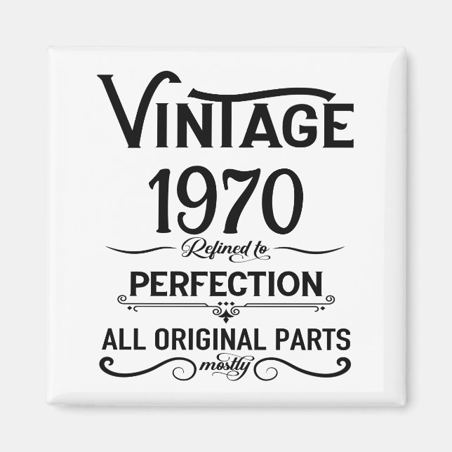 Personalised vintage 55th birthday party magnet (Front)
