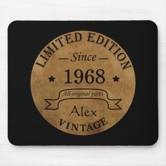 Personalised vintage 55th birthday party mouse mat (Front)