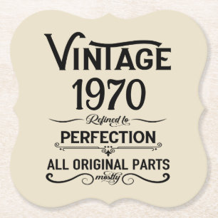 Personalised vintage 55th birthday party paper coaster