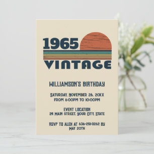 Personalised vintage 60th birthday cocktail party invitation