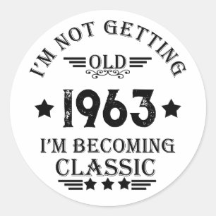 Personalised vintage 60th birthday gift black classic round sticker