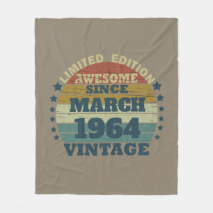 Personalised vintage 60th birthday gift fleece blanket