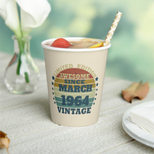 Personalised vintage 60th birthday gift paper cups