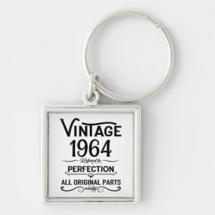 Personalised vintage 60th birthday gifts black key ring