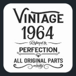 Personalised vintage 60th birthday gifts black square sticker<br><div class="desc">You can add some originality with this limited edition, premium quality, and original, classy, retro, and vintage-looking birthday graphic design with a cool typography font. This is a great gift idea for men, women, husbands, wives, girlfriends, and boyfriends who will love this one-of-a-kind piece of art. The best unique and...</div>