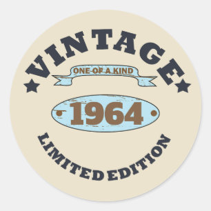Personalised vintage 60th birthday gifts classic round sticker
