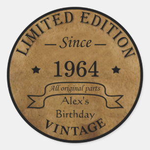 Personalised vintage 60th birthday gifts classic round sticker