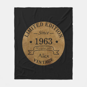 Personalised vintage 60th birthday gifts fleece blanket
