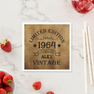 Personalised vintage 60th birthday gifts napkin