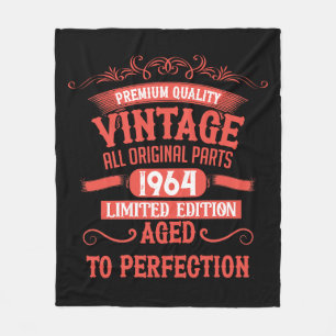 Personalised vintage 60th birthday gifts red fleece blanket