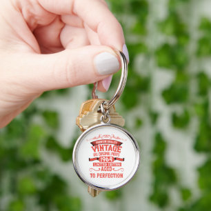 Personalised vintage 60th birthday gifts red key ring