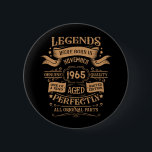 Personalised vintage 60th birthday whiskey label 6 cm round badge<br><div class="desc">You can add some originality to your wardrobe collection with this vintage classic birthday graphic design with awesome typography font lettering, is a great gift idea for men, women, husbands, wife girlfriends, and a boyfriend who will love this one-of-a-kind artwork. The best amazing and funny holiday present for your happy...</div>