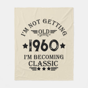 Personalised vintage 65th birthday black fleece blanket