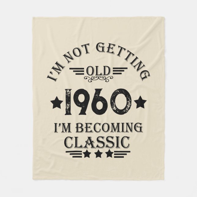 Personalised vintage 65th birthday gift fleece blanket (Front)