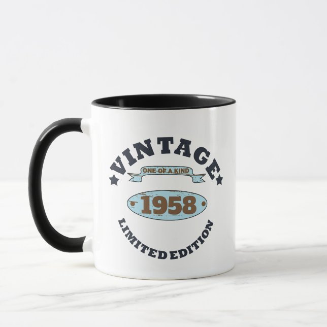Personalised vintage 65th birthday gift mug (Left)
