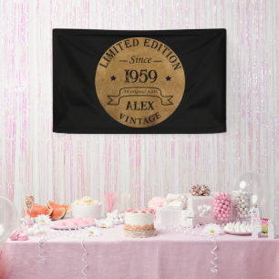 Personalised vintage 65th birthday gifts banner