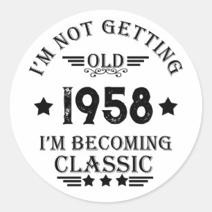 Personalised vintage 65th birthday gifts classic round sticker