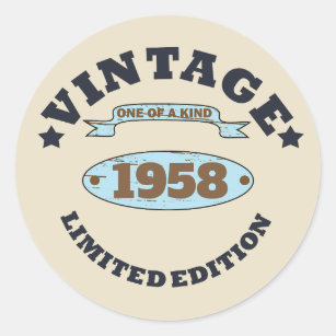 Personalised vintage 65th birthday gifts classic round sticker