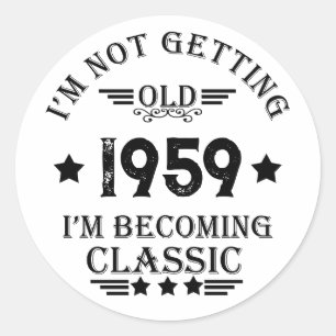 Personalised vintage 65th birthday gifts classic round sticker