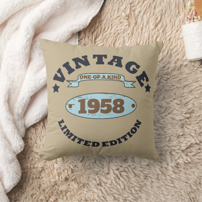 Personalised vintage 65th birthday gifts cushion (Blanket)