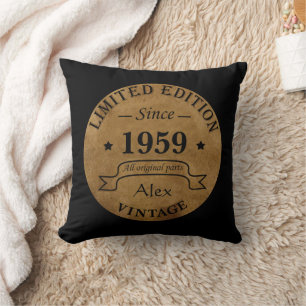 Personalised vintage 65th birthday gifts cushion