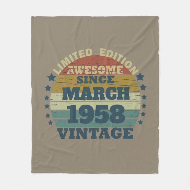 Personalised vintage 65th birthday gifts fleece blanket (Front)