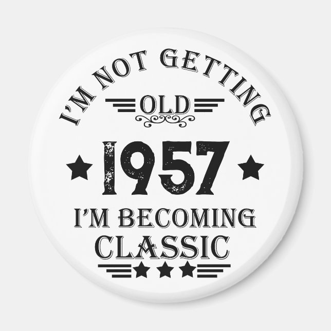 Personalised vintage 65th birthday gifts magnet (Front)