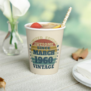 Personalised vintage 65th birthday gifts paper cups
